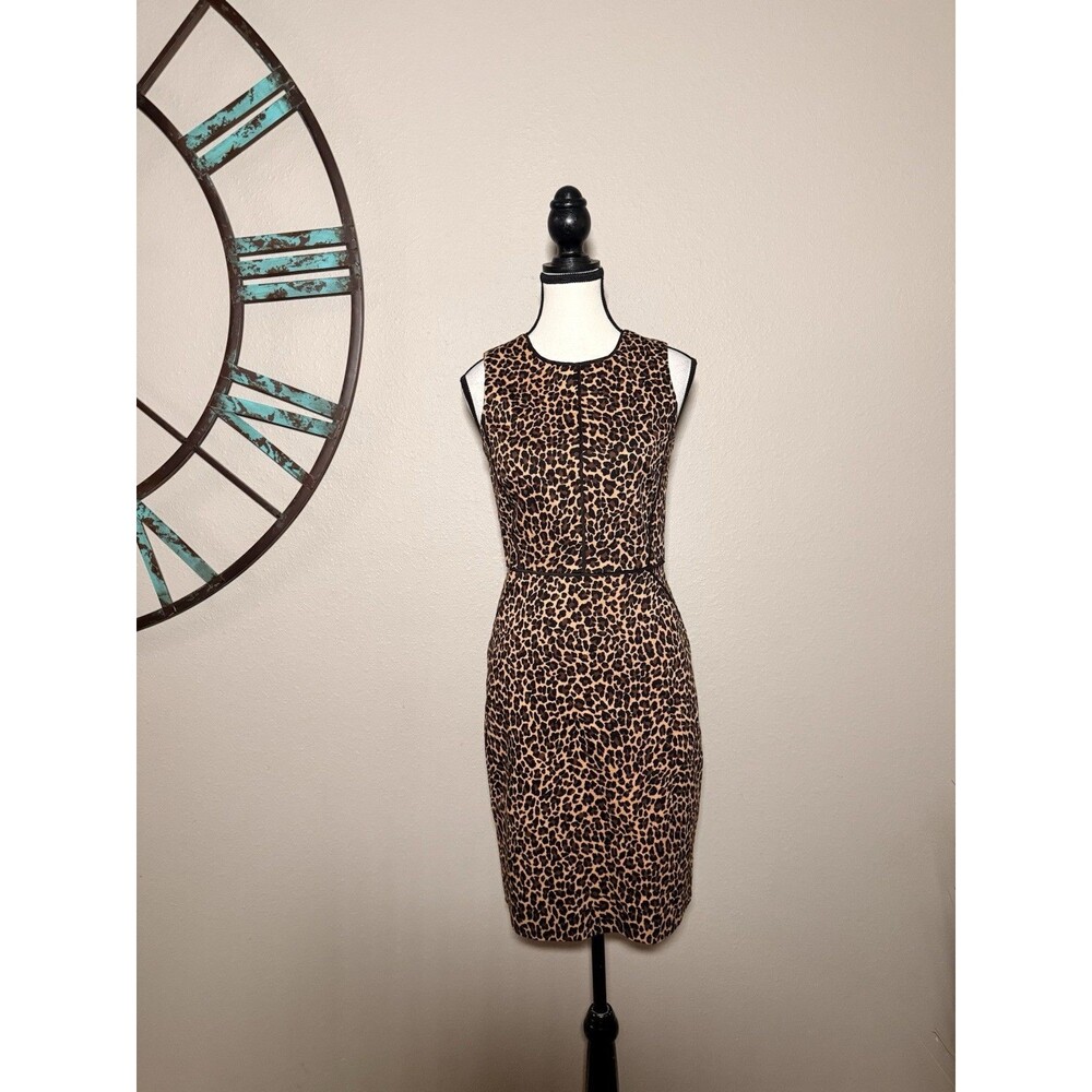 J Crew Dress 0 NWOT Animal Print Sleeveless Lined Sheath